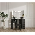 thumbnail image 4 of GloryStar Corner Makeup Vanity Desk with LED Lights & Power Outlet, 5 Rotating Drawers, 3-Color Adjustable Lighting, 4 of 7