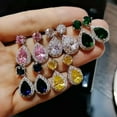 thumbnail image 2 of 5 Color Pear Cut Cubic Zircon Drop Earring Adorable Women 925 Silver Jewelry, 2 of 2