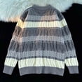 thumbnail image 4 of Turilly Men's Sweater Striped Geometric Knit Crewneck Pullover Sweater with Small Chest Label Casual Everyday Top, 4 of 8