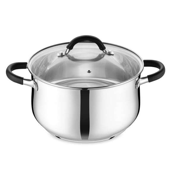Vesteel 6 QT Stock Pot, Tri-Ply Bottom Stainless Steel Cooking Pot with Visible Lid, Induction Soup Pot Compatible with All Stoves, Stockpot for Stewing Simmering Boiling, Dishwasher Safe