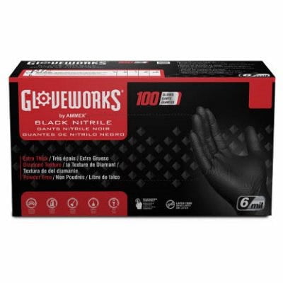 GloveWorks Black Nitrile Gloves Sz XXL FREE SHIPPING 2x 100pk 