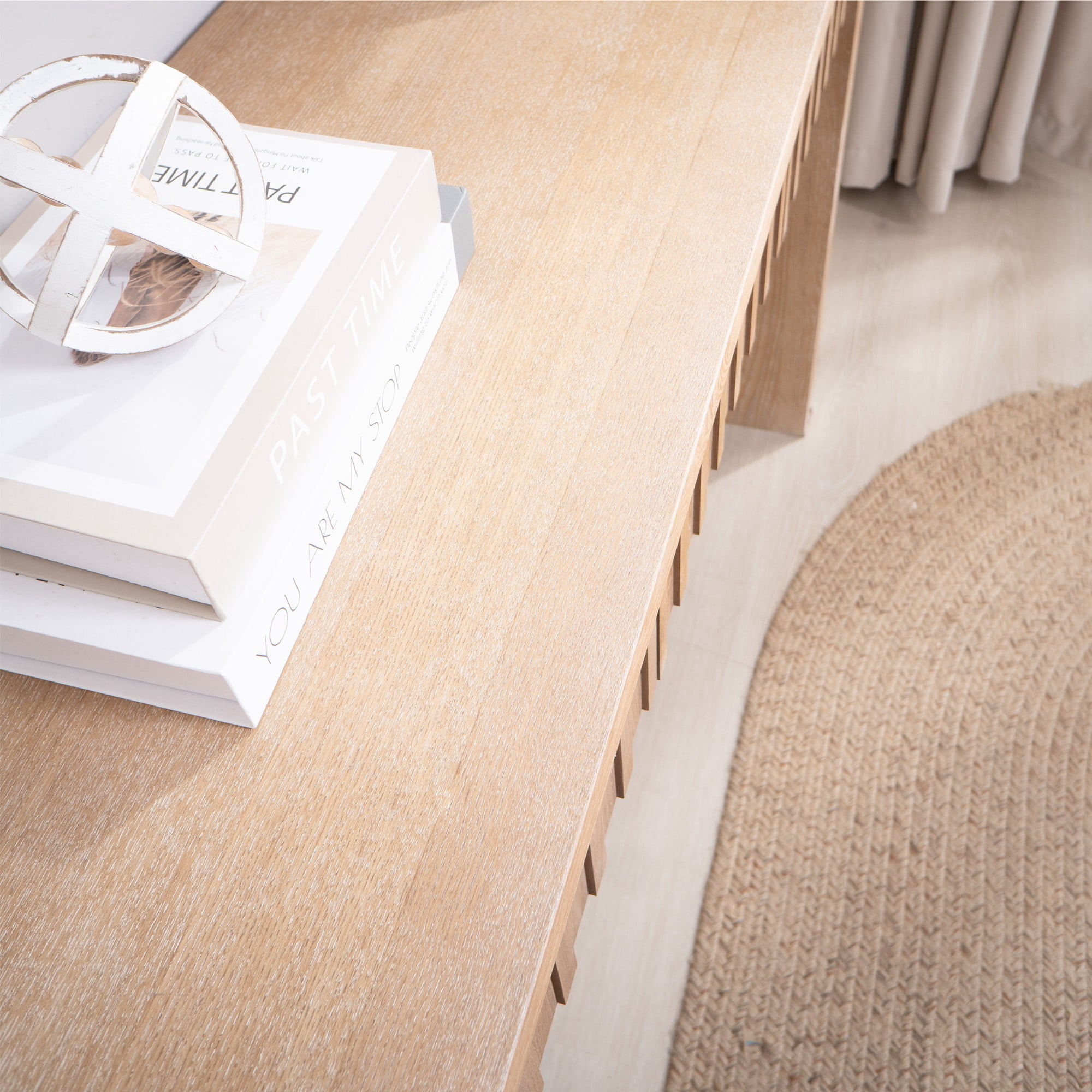 Modern Console Table with 4 Drawers, 59.2" Entryway Table (Natural)