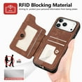 thumbnail image 5 of for iPhone 17 Pro Max Phone Case Wallet with Card Holder,PU Leather Flip Folio Case,RFID Blocking Ring Holder Kickstand Wrist Strap Magnetic Protective Women Men Cover,Brown,For iPhone 17 Pro Max, 5 of 11