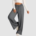 thumbnail image 3 of HCNTES Wide Leg sweatpants women for Women Casual Elastic High Waisted Drawstring Long Pants with Pockets（Dark Gray,S), 3 of 8