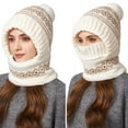 thumbnail image 3 of 3 In 1 Beanie Hat With Scarf And Mask Warm Winter Scarves Fitness Faux Fur Shawl Pashmina Wraps Fall Fashion Must Have Women's Hats & Caps White, 3 of 8