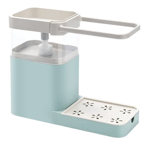 Coofit Dish Soap Dispenser Plastic Liquid Dispenser with Sponge Holder & Dishcloth Rack