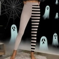 thumbnail image 5 of YOIAVAIOY Women's Halloween Leggings High Waisted Striped Legging Buttery Soft Ankle Length Yoga Pants Fashion Casual Holiday Bottom Beige M, 5 of 10