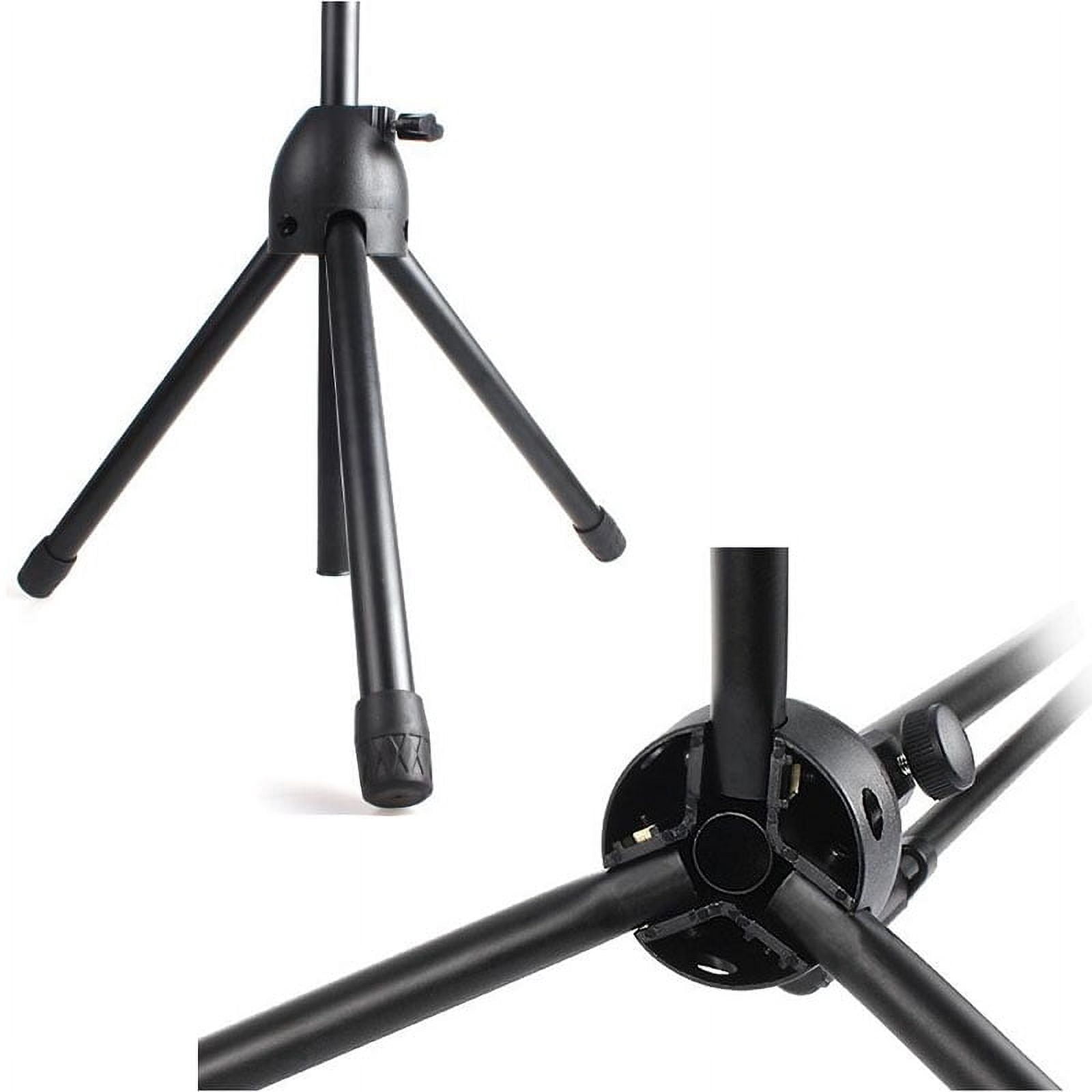 INTBUYING Microphone Stand Tripod Boom with Extending Boom Arm and Dual Mic Holder Clip Adjustable Collapsible Black