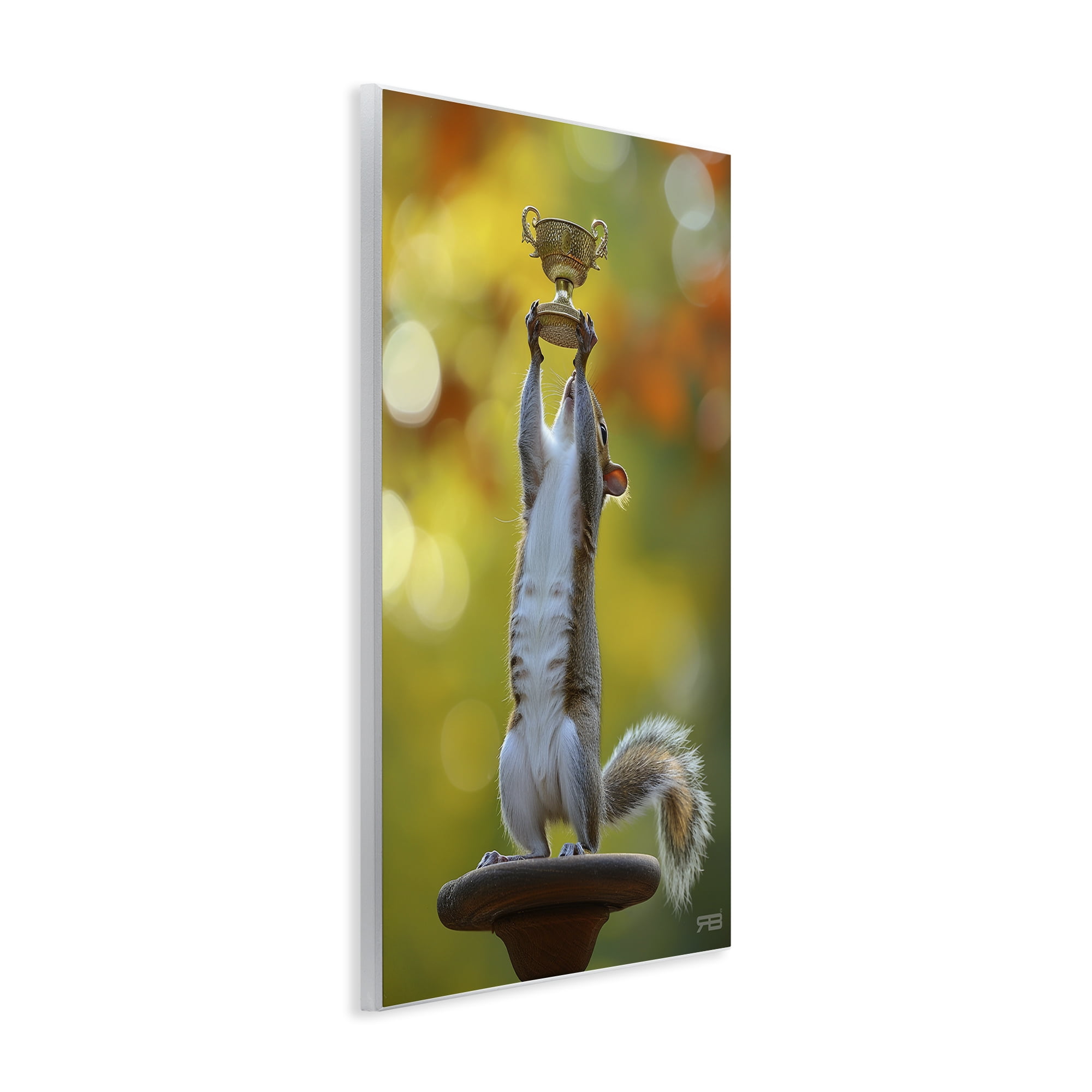 Stupell Industries Squirrel Holding Trophy Novelty Painting Unframed Art Print Wall Art, 10 x 15
