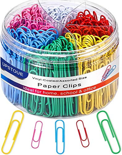 Deoot 500 PCS Assorted Size Paper Clips Smooth & Durable Assorted Color Coated Paper Clips for Office School and Personal Use 