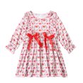 thumbnail image 2 of Vestido estampado de manga larga y cuello redondo para niña, de Navidad, 2 of 8