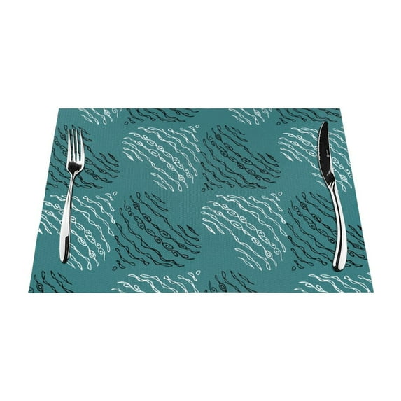 YFYANG Washable Heat-Resistant Placemats, 70% PVC/30% Polyester, Abstract Love Stripes Kitchen Table Mat, 12" x 18" 1 Piece