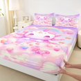 thumbnail image 5 of Manfei Candy Axolotl Bed Sheets, Love Heart Cloud Full Size Sheets, Lavender Pink, 4 Pieces, 1 Flat Sheet, 1 Fitted Sheet and 2 Pillowcases, 5 of 6