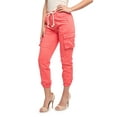 thumbnail image 4 of American Bazi Women's High Waist Cropped Colored Cargo Jogger Pants RJJ3645 - Coral - Small, 4 of 7
