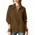 thumbnail image 5 of Edvintorg Women's Sweatshirt Long Sleeve Sweat Shirts Turndown Collar Sweatshirts Pullover Top with Zipper Womens Clothing S-2XL Coffee, 5 of 6