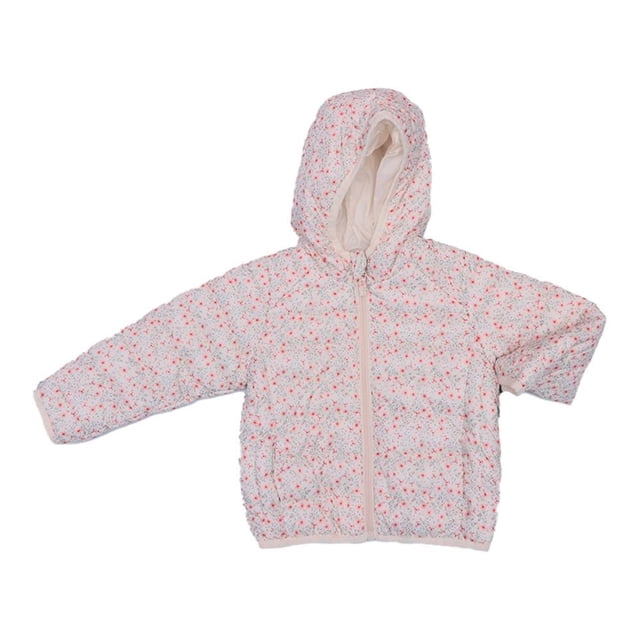 Chamarra George Niña 3X con Capucha Diseño de Flores y Cierre Rosa