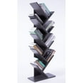 thumbnail image 3 of Wooden 9-Shelf Tree Magazine CD Storage Bookcase, Gray, 3 of 5