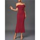 thumbnail image 4 of Vestido Maxi con Hombros Descubiertos, Corsé Fruncido, Ajustado, Vestidos Formales para Invitadas de Boda para Mujeres Vino Tinto S, 4 of 8