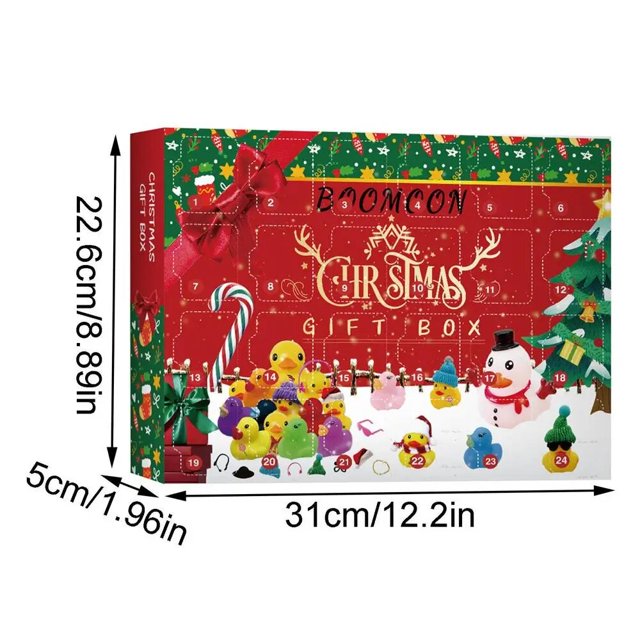 Calendario de Adviento de Navidad para jugar al aire libre, juguetes de baño de patos de goma, calendario de cuenta regresiva, regalos de Navidad, 24 días