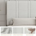 thumbnail image 2 of 4 EVER WINNER Twin Size Bed Frame, Upholstered Platform Bed Frame with Headboard, White Twin Bed Frame, No Box Spring Needed, White, 2 of 7