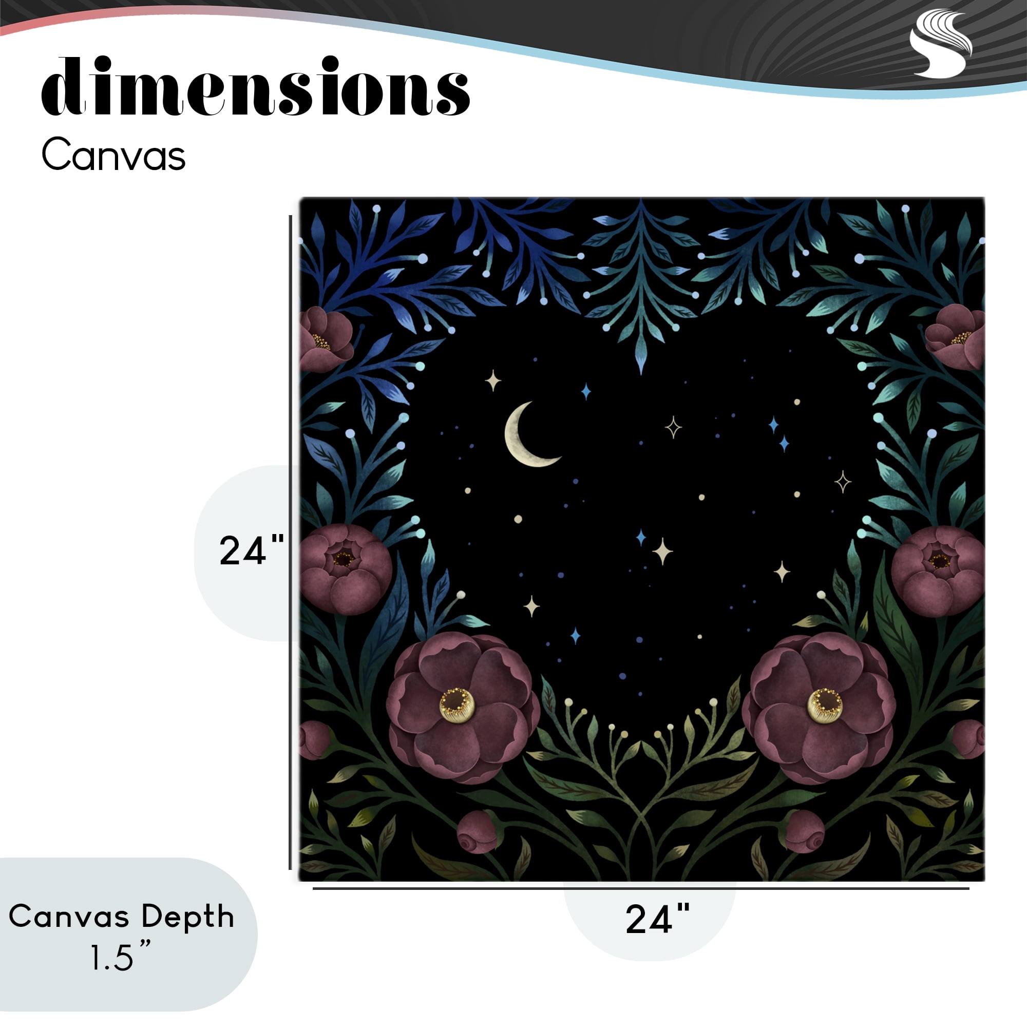 Stupell Industries Heart Night Sky Garden Canvas Wall Art, design by Episodic Drawings