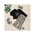 thumbnail image 4 of Xingqing 3Pcs Toddler Baby Girls Fall Clothes Letter Long Sleeve T-Shirt + Zebra Pattern Pants + Headband Set, 4 of 9