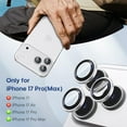 thumbnail image 2 of WeLife Compatible with iPhone 17 Pro Max / iPhone 17 Pro Camera Lens Protector, Individual Anti Scratch Metal Ring Tempered Glass Camera Screen Protector (White), 2 of 7