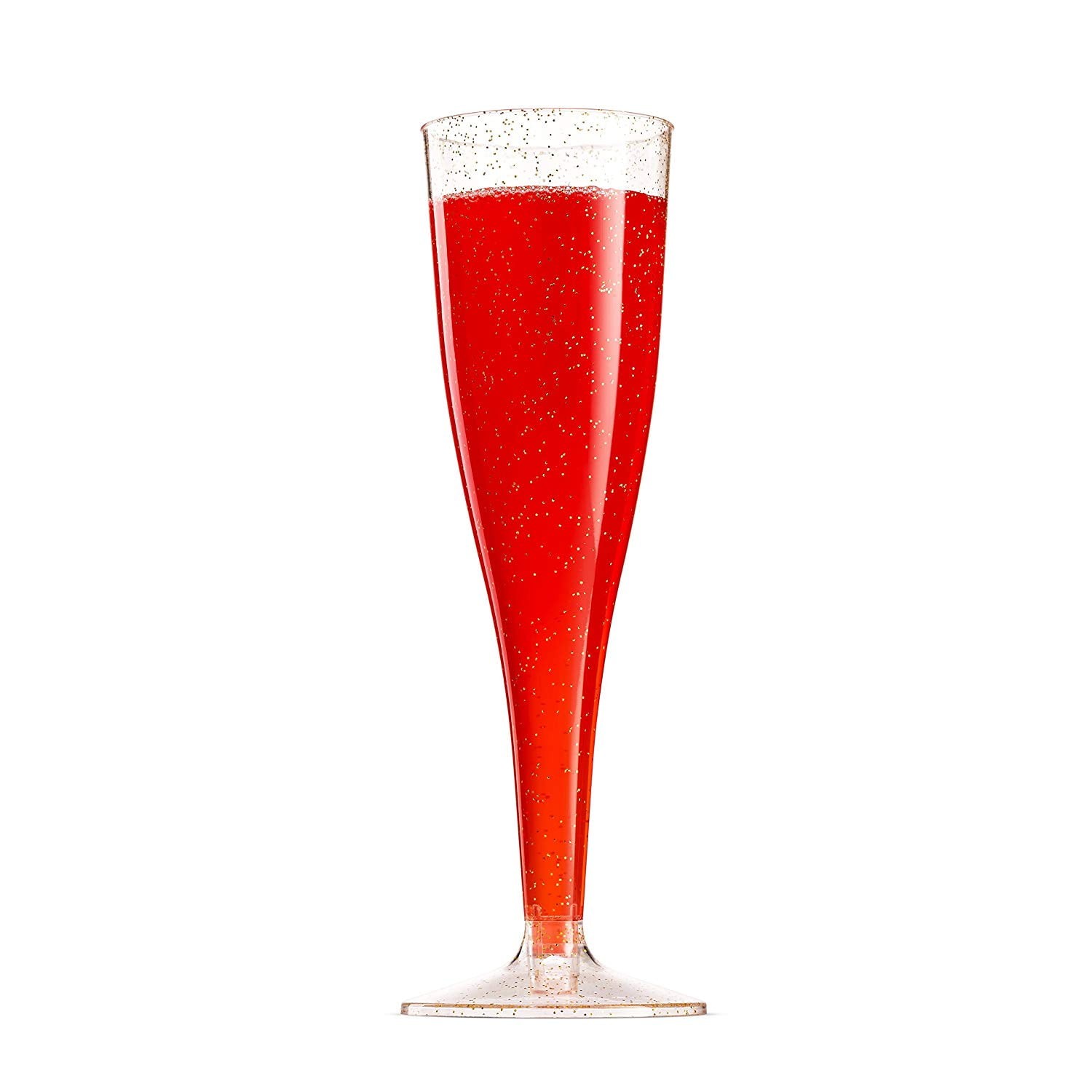 100 Pack Gold Glitter Plastic Champagne Flutes 5 Oz Clear Plastic Toasting Glasses Disposable Wedding Party Cocktail Cups