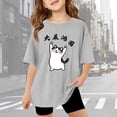 thumbnail image 2 of LUOGENLI Kids Girls T Shirt Casual Relaxed Fit Short Sleeve Tee with Print ComfortableTop for Kids Toddler and Youth Grey Size 3-4 Years, 2 of 4