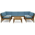 thumbnail image 2 of Wilcox Outdoor 12 Piece Sectional Sofa Set with Cushions, Teak, Blue, 2 of 16