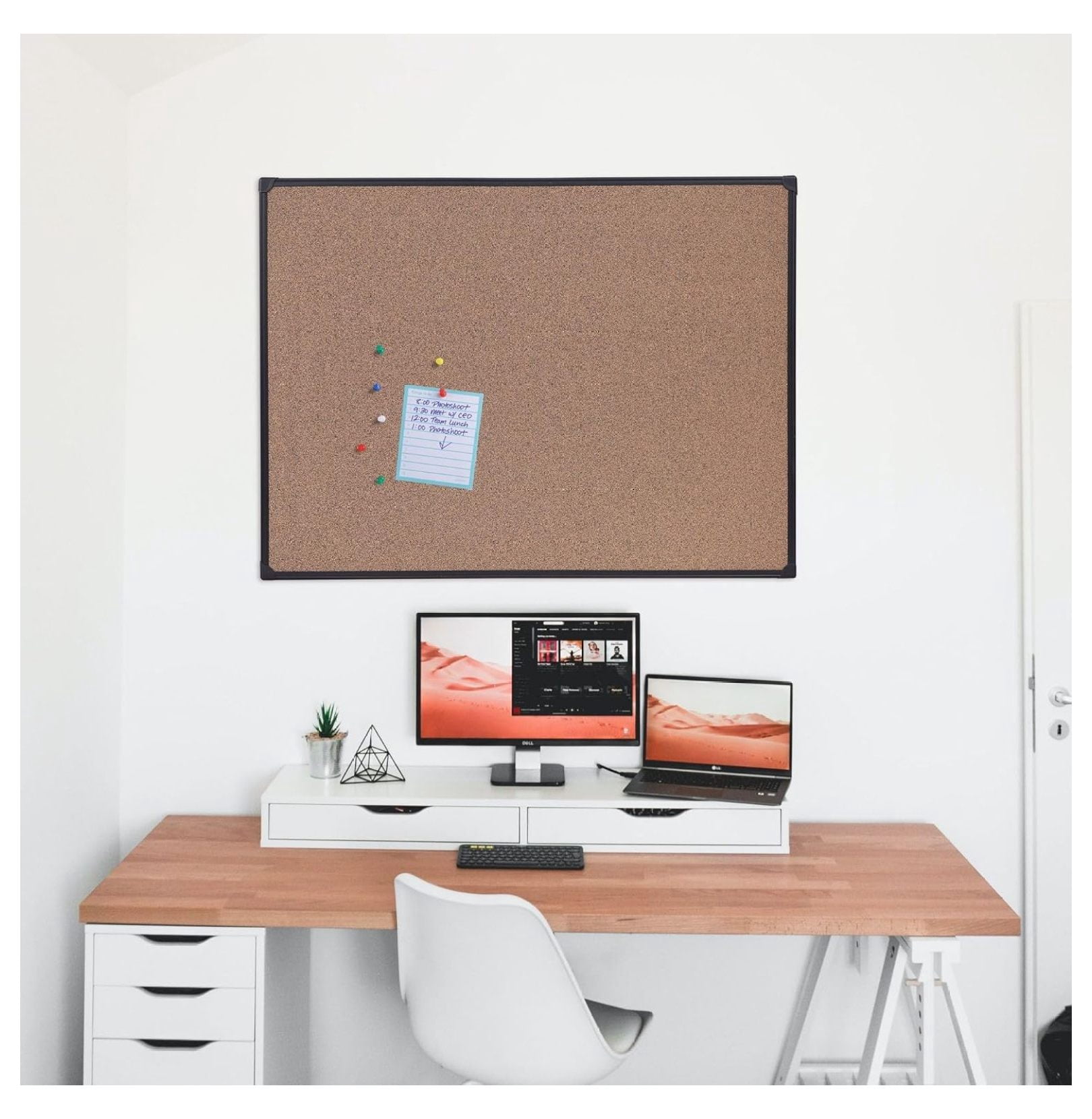 UNV43023 in. x 36 in. Black Frame Tech Cork Board