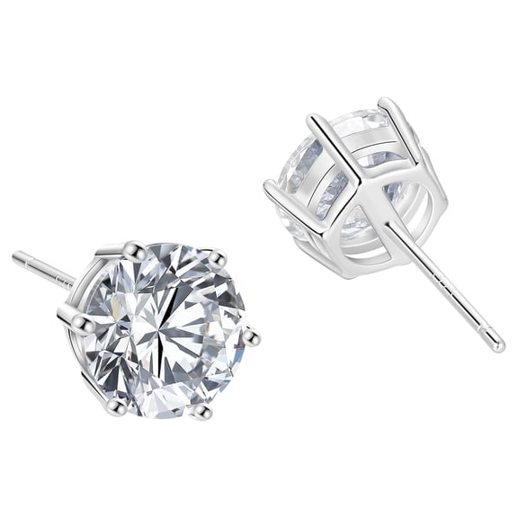 1 Pair Birthstone Stud Earrings 5mm Cubic Zirconia Gemstone Plated Sterling Stud Earrings for Women Men