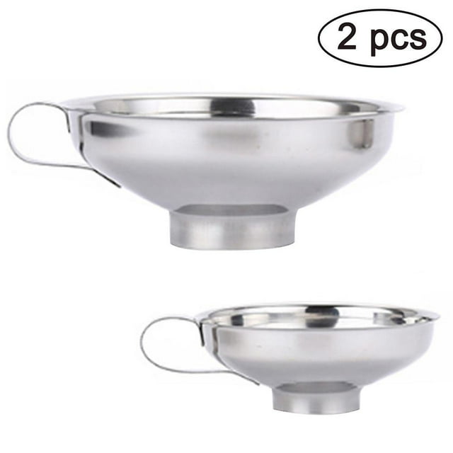 Embudo de mermelada de acero inoxidable grande y pequeño de 2 piezas, herramientas de cocina adecuadas para embudos de cocina anchos para transportar líquidos, aceites, polvos, frijoles y