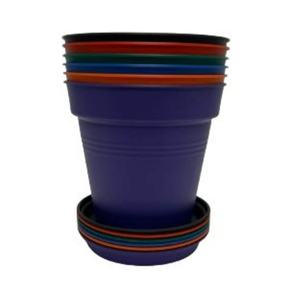 Mintra Garden - 19cm Round Garden Pots - (19cm Diameter - 7.5inW x 6.75inH)