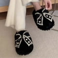thumbnail image 2 of Cute Bow Fuzzy Slippers for Women, Womens Memory Foam Fluffy Warm Cozy Indoor House Shoes Black, 2 of 8