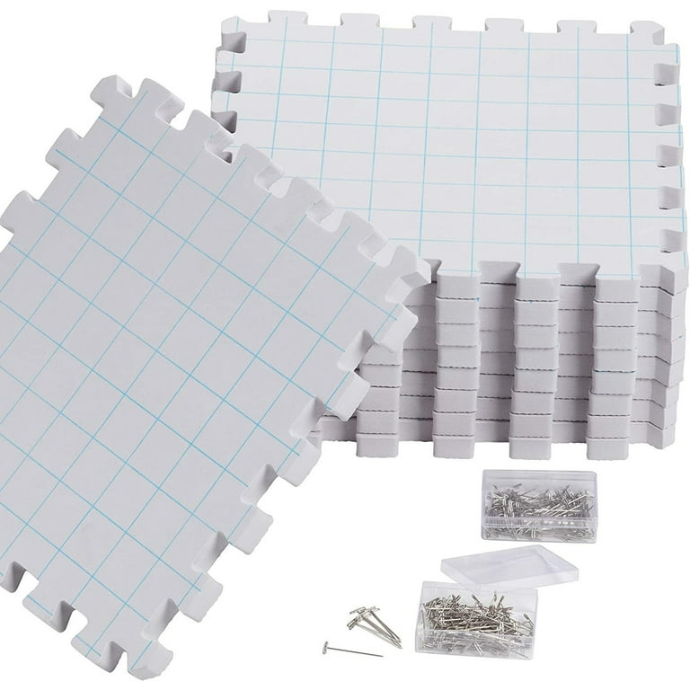 KnitIQ Blocking Mats for Knitting - Extra Thick Blocking Boards with Grids  with 100 T-pins 