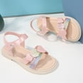 thumbnail image 4 of Gvdentm Girls' Sandals Girls Sandals, Open Toe Cute Bow Princess Girls Flats, Sparkly Summer Dress Shoes Sandals Shoes for Toddler Girls(Pink,2.5), 4 of 5