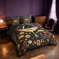 thumbnail image 2 of Homewish Boho Moth Twin Bedding, Hippie Flower Mushroom Bedding Comforter Set, Black Reversible 7-Piece, 2 of 7