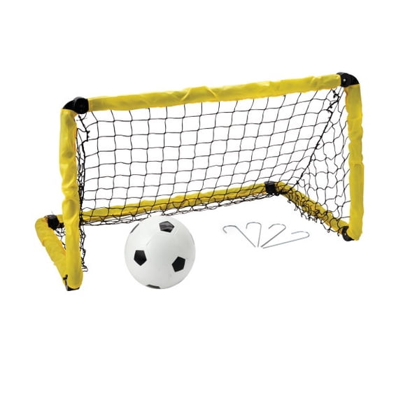 Kidoozie B*Active Fold 'N Go Soccer Goal Set – Portable Kids’ Soccer Net with 6” Soccer Ball, Pump, Ground Stakes & Storage Bag – 35” Wide x 22” High – Ages 3 