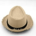 thumbnail image 4 of Summer Sun Hats For Women Men Casual Beach Wear With Edge Design Style Straw Fedora Hat Outdoor Travel Accessories, 4 of 5