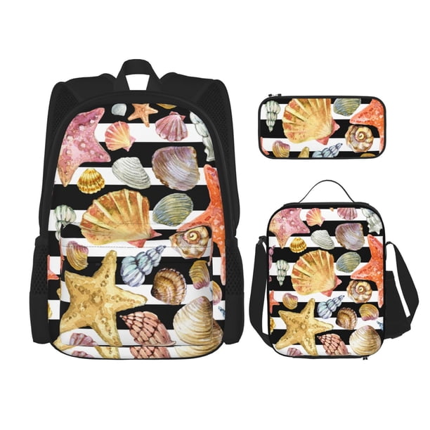 Balery Sea Shell Mochila Escolar 3 en 1 para Niños - Mochila Resistente con Lonchera Térmica y Estuche - Mochila Escolar para Niños y Niñas
