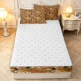 thumbnail image 4 of Erosebridal Bohemian Bug Bee Zipper Queen Comforter Set with Fitted Sheet and 2 Pillowcases,Retro Flowers Zipper Bedding Set,Brown White,Reversible,4pcs, 4 of 8