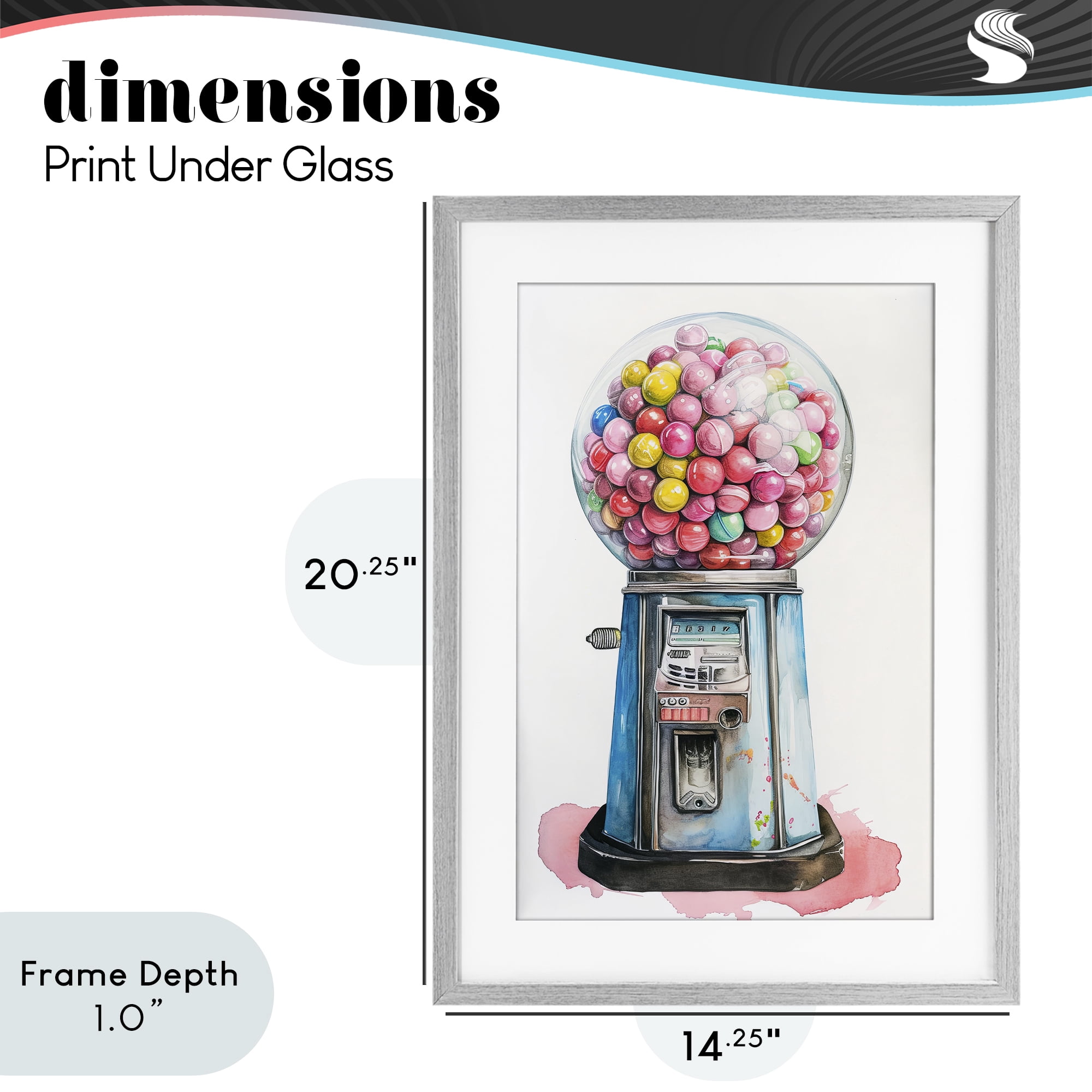 Stupell Industries Retro Gumball Machine Gray Framed Print Under Glass, design by Ray Powers