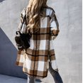 thumbnail image 5 of PEONAVET Womens Tops Women's Casual Lapel Button Down Long Plaid Shirt Coat Tartan Shacket Jacket Womens Fall Fashion 2022, 5 of 8