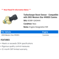 thumbnail image 2 of Turbocharger Boost Sensor - Compatible with 2003 Western Star 4900EX Cumins, 2 of 2