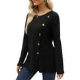 thumbnail image 3 of UVN Womens Sweatshirts Crewneck Long Sleeve Shirts Casual Ladies Tops with Buttons, 3 of 7