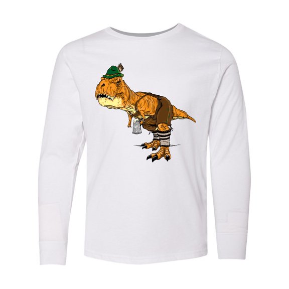 Inktastic T-Rex King of Oktoberfest Long Sleeve Youth T-Shirt