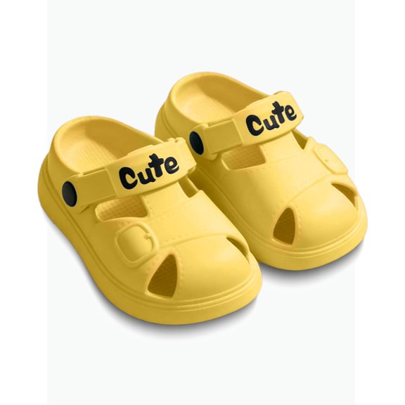 Gyujnb Unisex Kids' Closed Toe Clogs Sandals Adjustable Strap Breathable Water Shoes for Beach & Pool, Closed Toe Flat Heel,3-4 Years