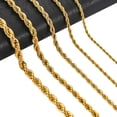 thumbnail image 1 of Collar de cadena de cuerda de 2/3/4/5/6mm 316L de acero inoxidable que nunca se decolora, gargantilla resistente al agua para hombres y mujeres, joyería, cadenas de Color dorado, regalo Tan Jianjun unisex, 1 of 1