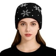 thumbnail image 2 of KANG Snowflake Encrusted Knitted Hats Autumn And Winter Warm Cold Hats Knitted Woolen Hats For And Black One Size, 2 of 4